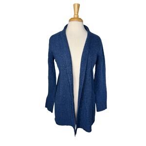 J.JILL Wool Cashmere Blend Open Cardigan in Denim Blue Size Small Italian Yarn